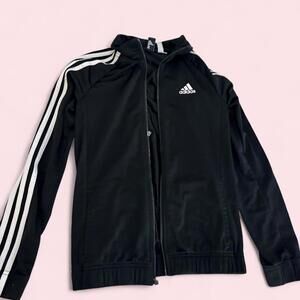 Adidas Black Track Jacket with White Stripes